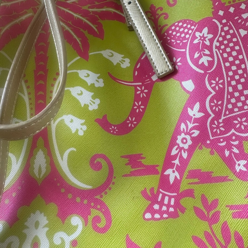 Spartina 449 Elephant Pink and Green Tote Bag - Picture 5 of 14